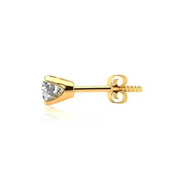 Brandon+Shea 1/2 Carat Real Diamond Stud Earrings In 14K Yellow or White Gold - Picture 3 of 7
